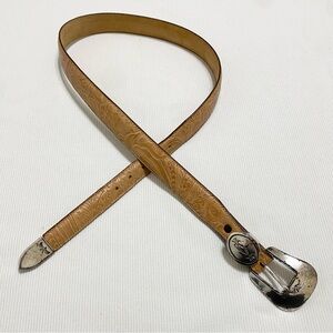 Justin Boots Leather Cowhide Tooled Leather Western Cowboy Belt